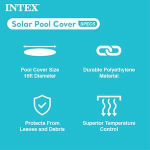 16 ft. Round Blue Above Ground Pool Solar Swimming Cover with Carry Bag