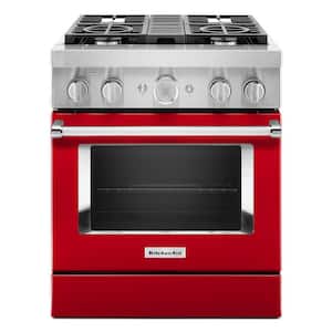 30 in. 4.1 cu. ft. Dual Fuel Freestanding Smart Range with 4-Burners in Passion Red
