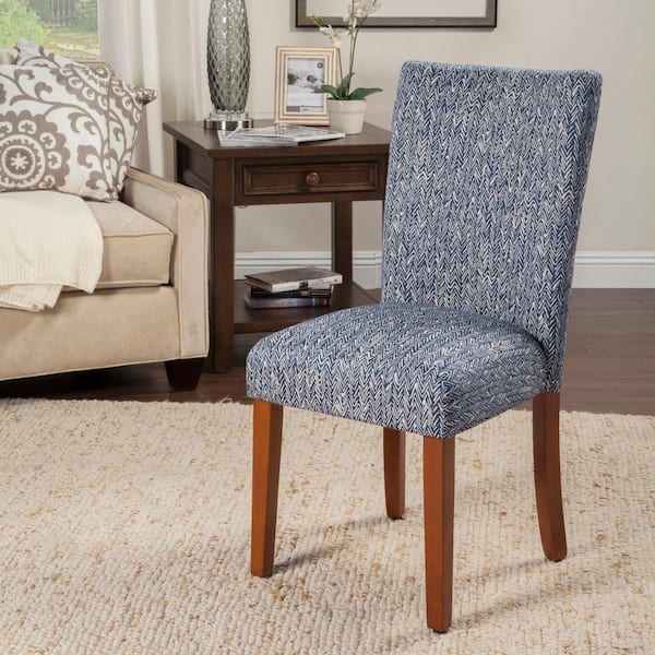 Homepop Parsons Blue And Cream, Blue Patterned Upholstered Dining Chairs