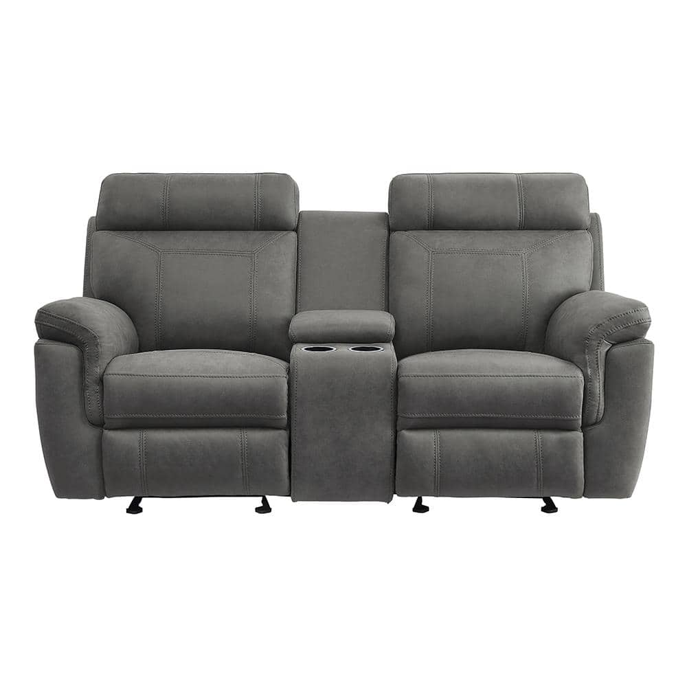 Cassville 76 in. W Gray Microfiber Double Glider Manual Reclining Loveseat 