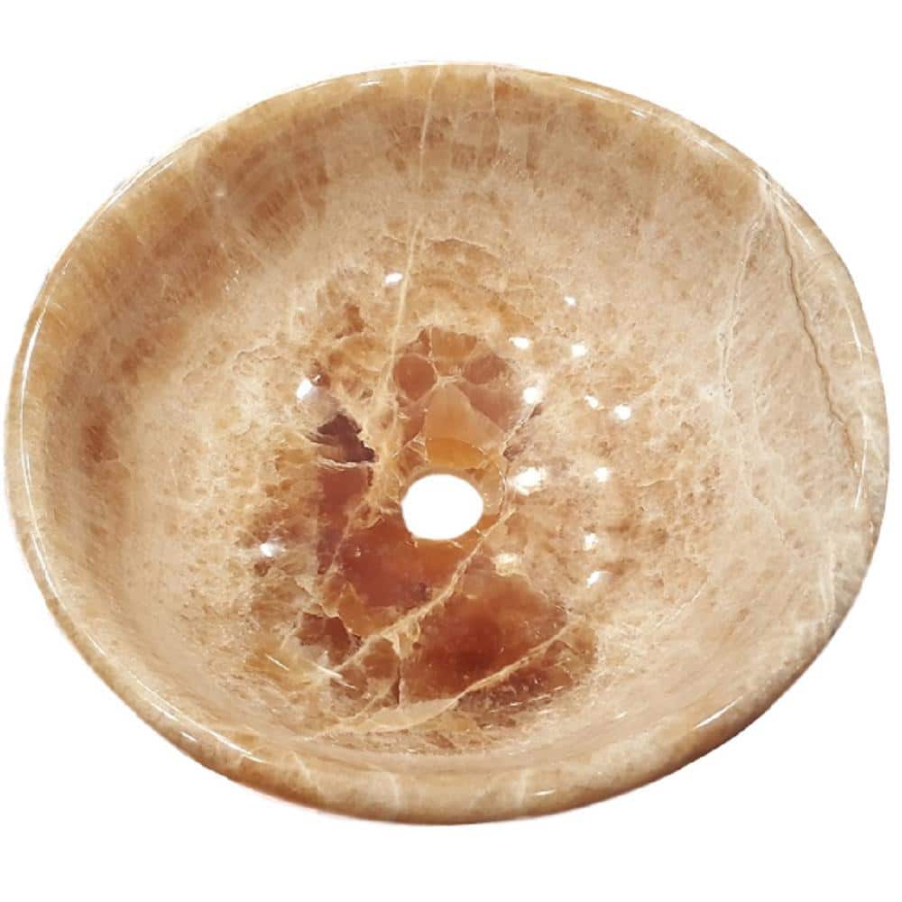 Honey Onyx Polished Round Stone Vessel Sink