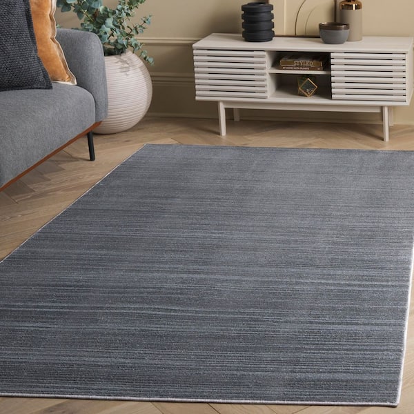 Harmony 9 ft. x 11 ft. Gray Solid Striped Area Rug