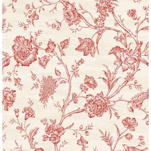 60.75 sq. ft. Ruby Stoney Brook Floral Paper Unpasted Wallpaper Roll