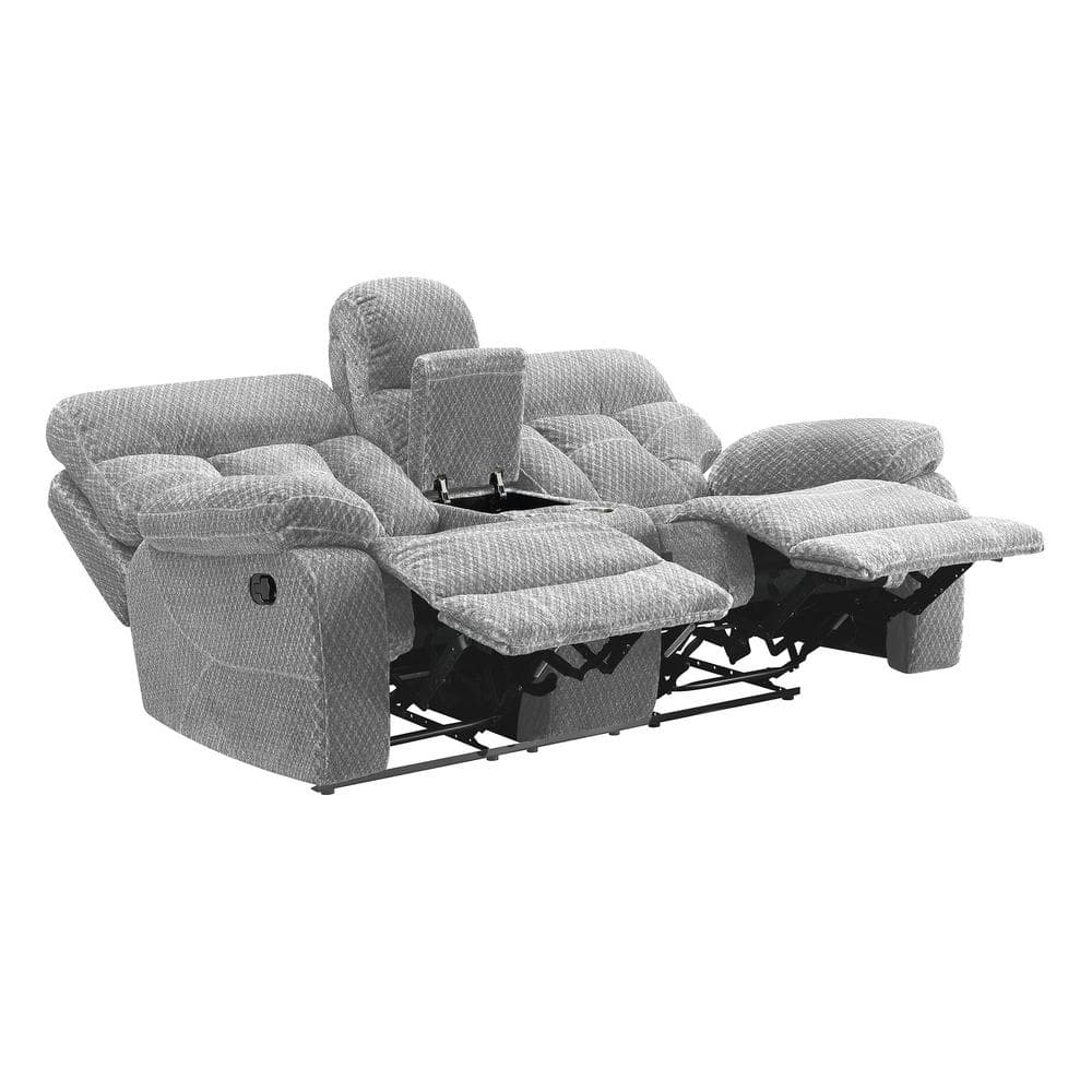 Bravo Stone Gray Fabric Reclining Loveseat with Cup Holder