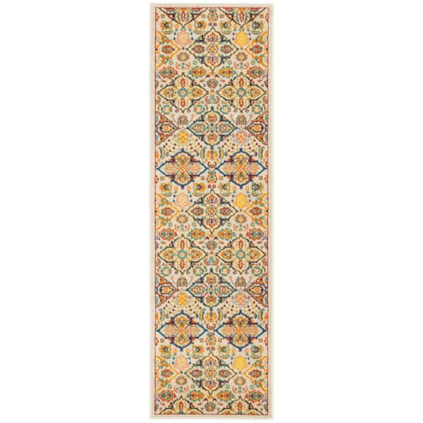 Nourison Allur Ivory Multicolor 2 ft. x 10 ft. All-over design Transitional Runner Area Rug