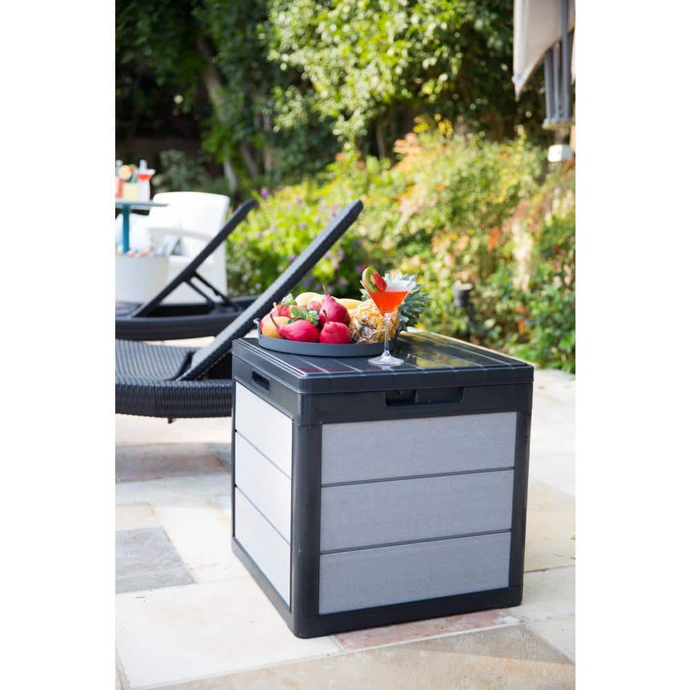 Keter 30 Gallon Gray and Black Lockable Resin Deck Box