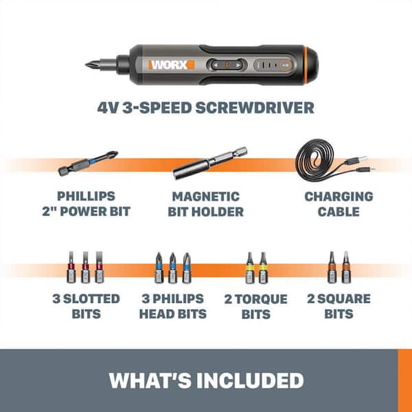 HART 4-Volt Rechargeable Screwdriver with Philips and Slotted Bit