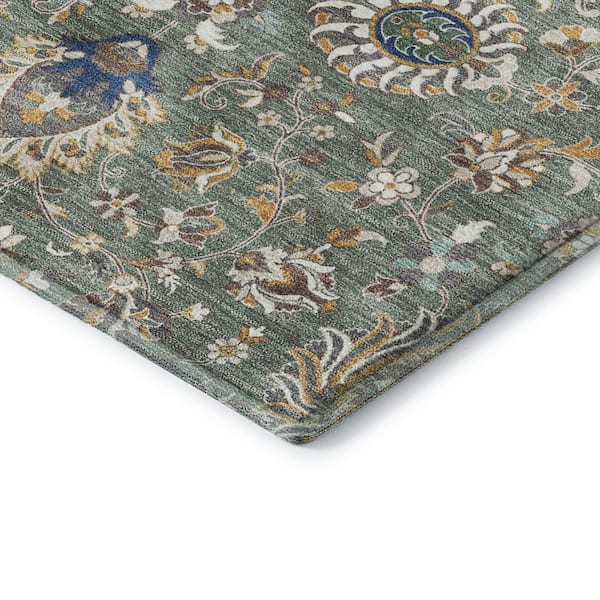 Mayfield Premium Machine Washable Abstract AMF2192 Green 10 ft. x 14 ft. Area Rug