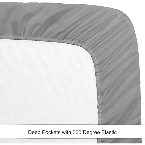 Empyrean Bedding Double Brushed Microfiber 14 inch - 16 inch Deep Pocket Fitted Sheet, Twin, Charcoal Gray