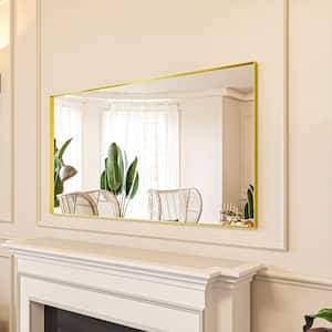 55 in. W x 30 in. H Gold Aluminum Rectangle Framed Tempered Glass Wall-mounted Mirror