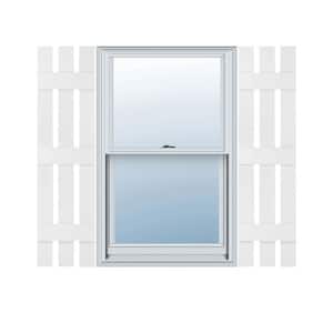 12 in. x 59 in. Lifetime Vinyl Standard Three Board Spaced Board and Batten Shutters Pair Bright White