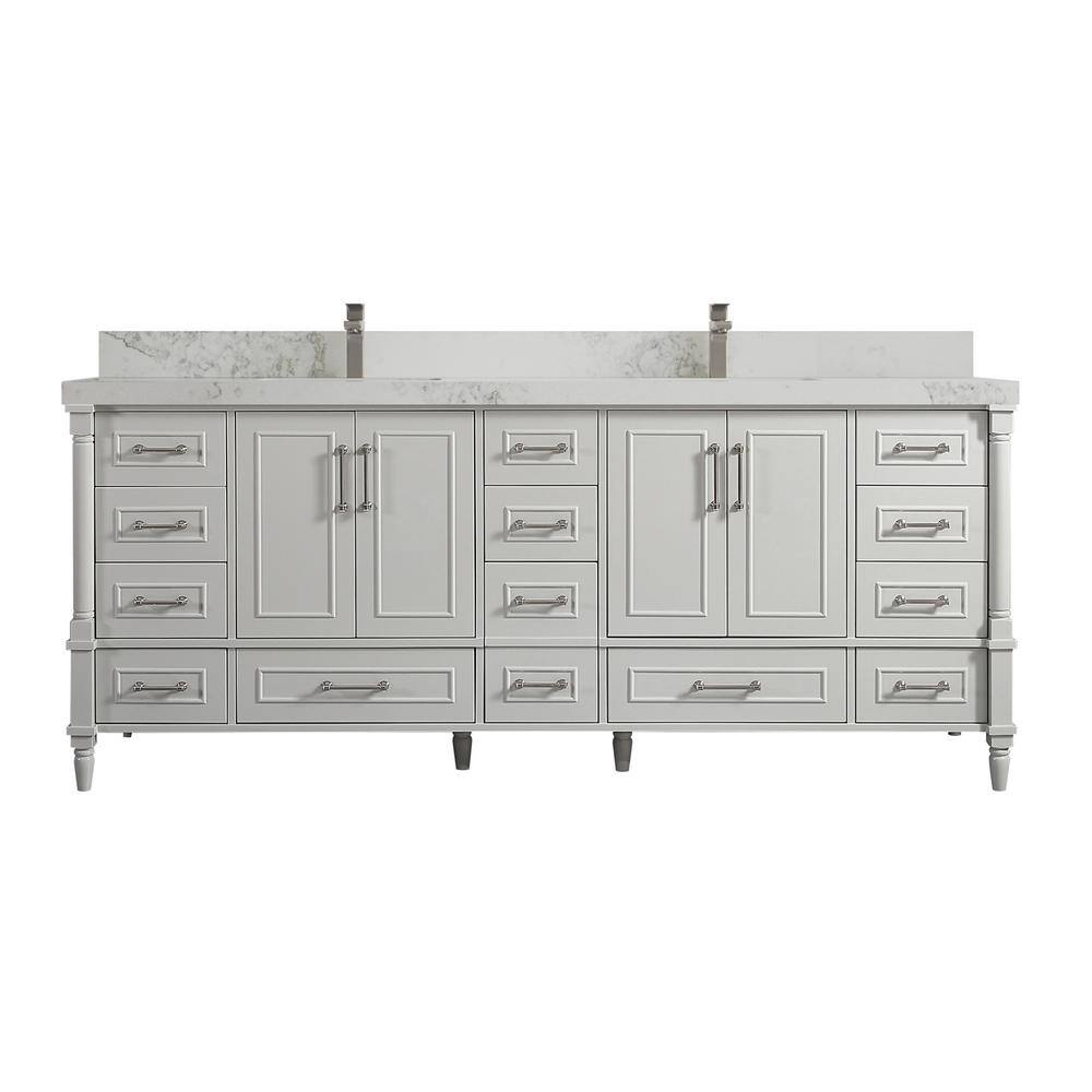 Aberdeen 84" Coventry Gray Double Bowl Sink Freestanding Vanity