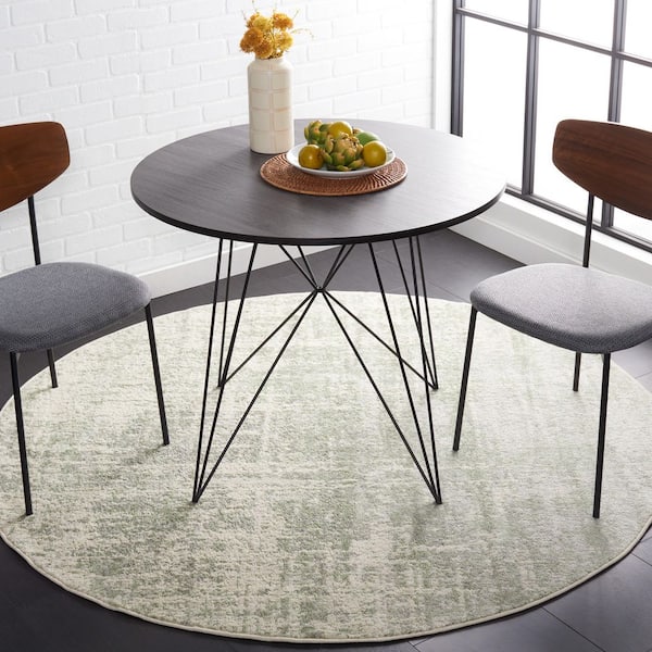 Adirondack 4 ft. x 4 ft. Round Sage/Ivory Distressed Area Rug