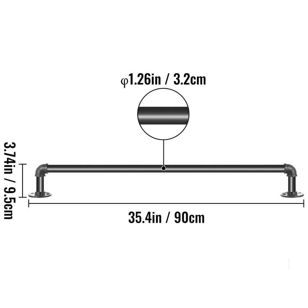 Black 3ft Metal Staircase Handrail with PVC Coating