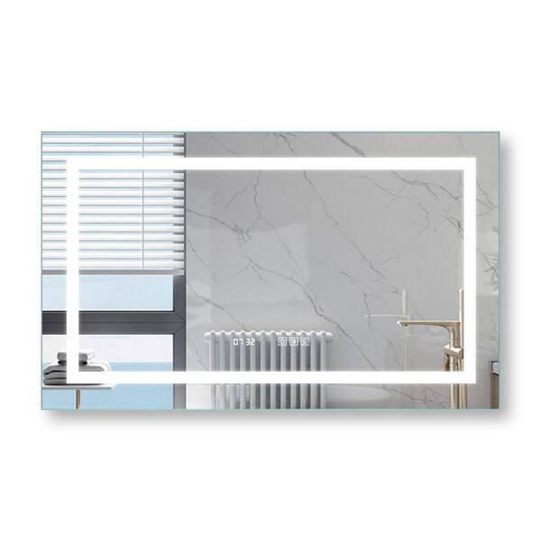 EPOWP 40 in. W x 24 in. H Rectangular Frameless Anti-Fog LED Wall Bathroom Vanity Mirror in Silver