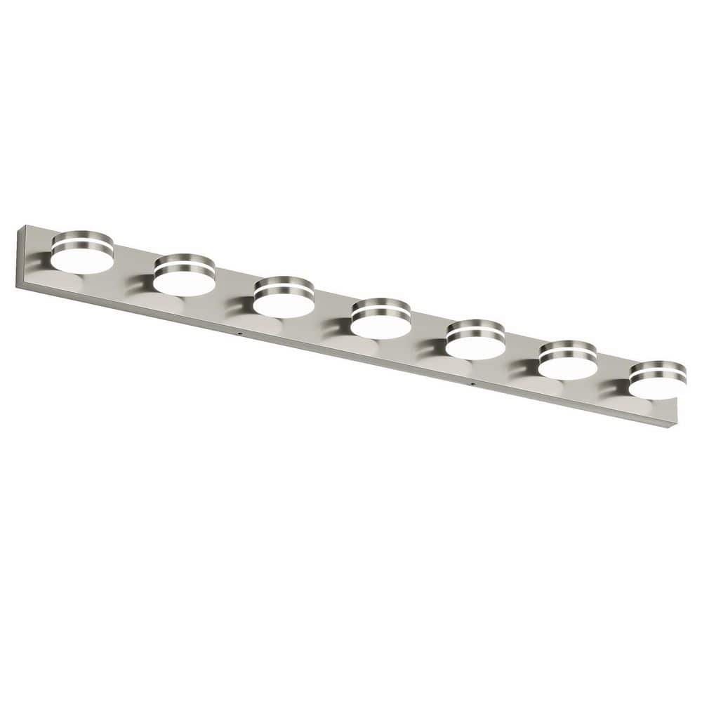 55.1 in. 7-Light Nickel LED Vanity Light with Rotatable Heads, Dimmable 5500K Bright White price history on PriceWatchPro