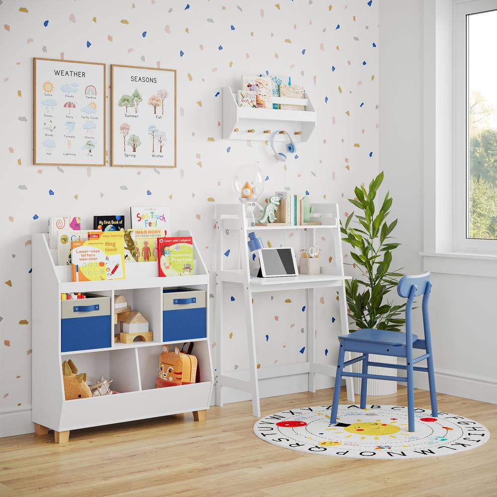 White MDF Kids Writing Desk with Ladder Shelf
