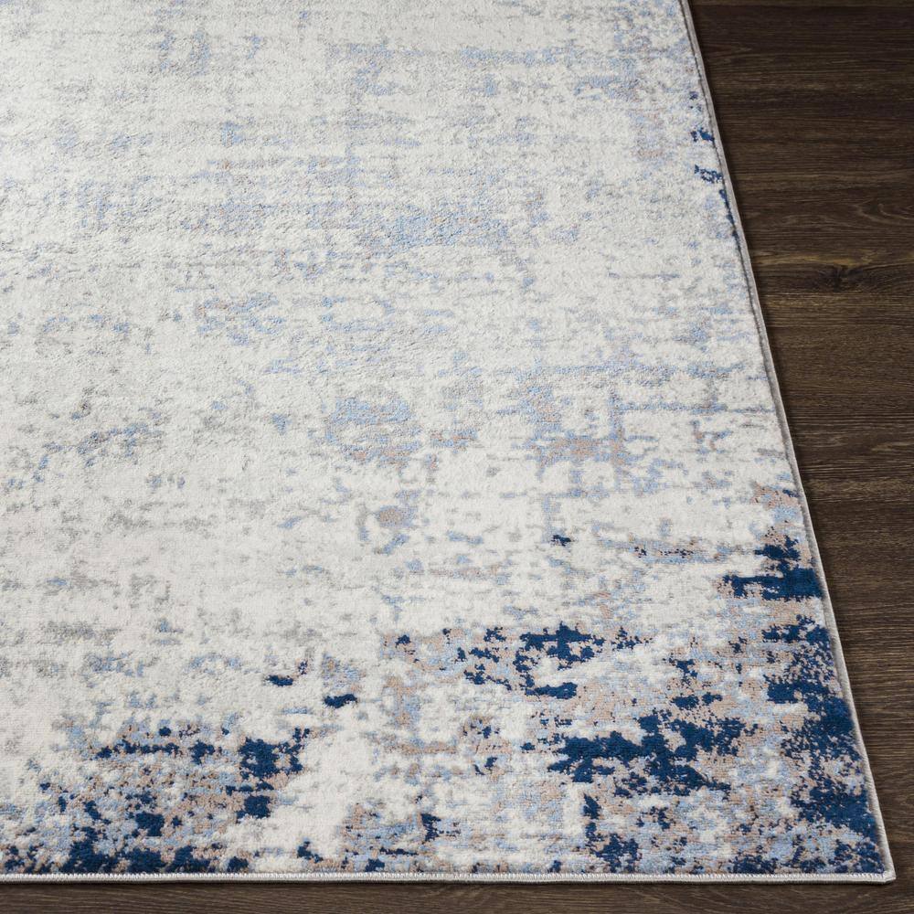 Roma Dark Blue and White Abstract Medium Pile Area Rug