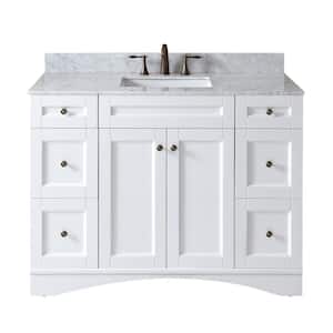 Elise 49 in. W Bath Vanity in White with Marble Vanity Top in White with Square Basin