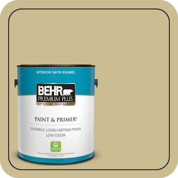 BEHR PREMIUM PLUS 1 gal. #M330-4 Morning Tea Satin Enamel Low Odor Interior Paint & Primer