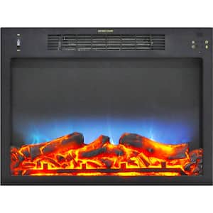 23 in. x 17.1 in. x 5 in. Multi-Color LED Electric Fireplace Insert with Charred Faux Logs