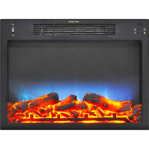 Cambridge 23 in. x 17.1 in. x 5 in. Multi-Color LED Electric Fireplace Insert with Charred Faux Logs