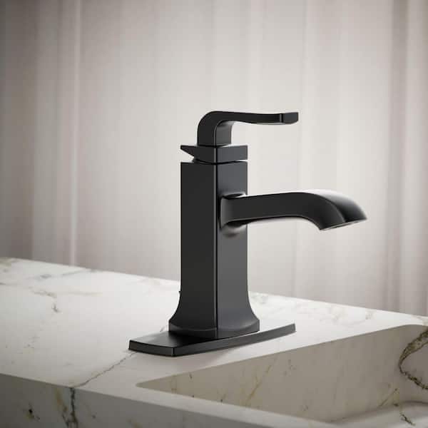 Rubicon Single Handle Single Hole Bathroom Faucet in Matte Black
