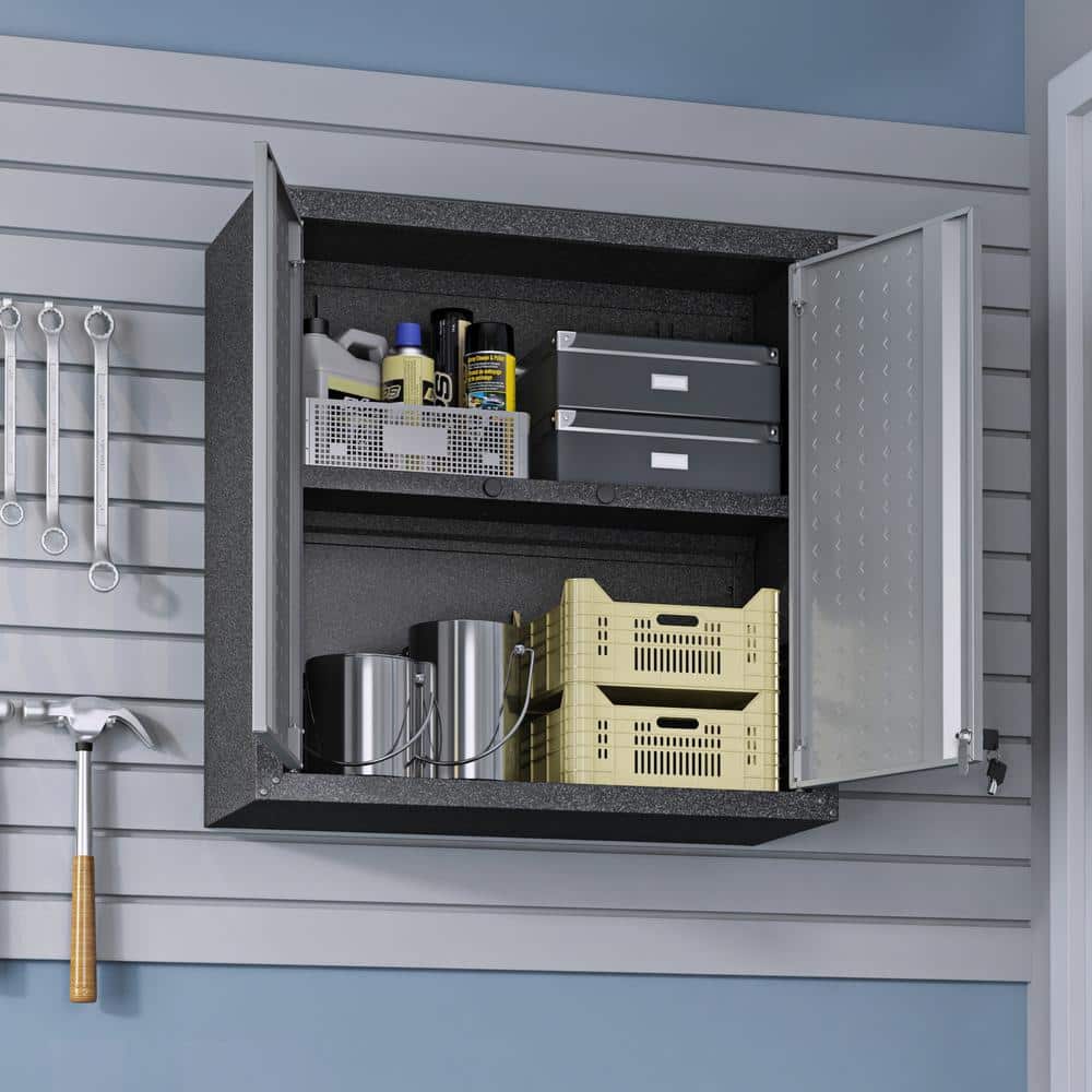 Gray Steel Lockable Wall Cabinet with Adjustable Shelving