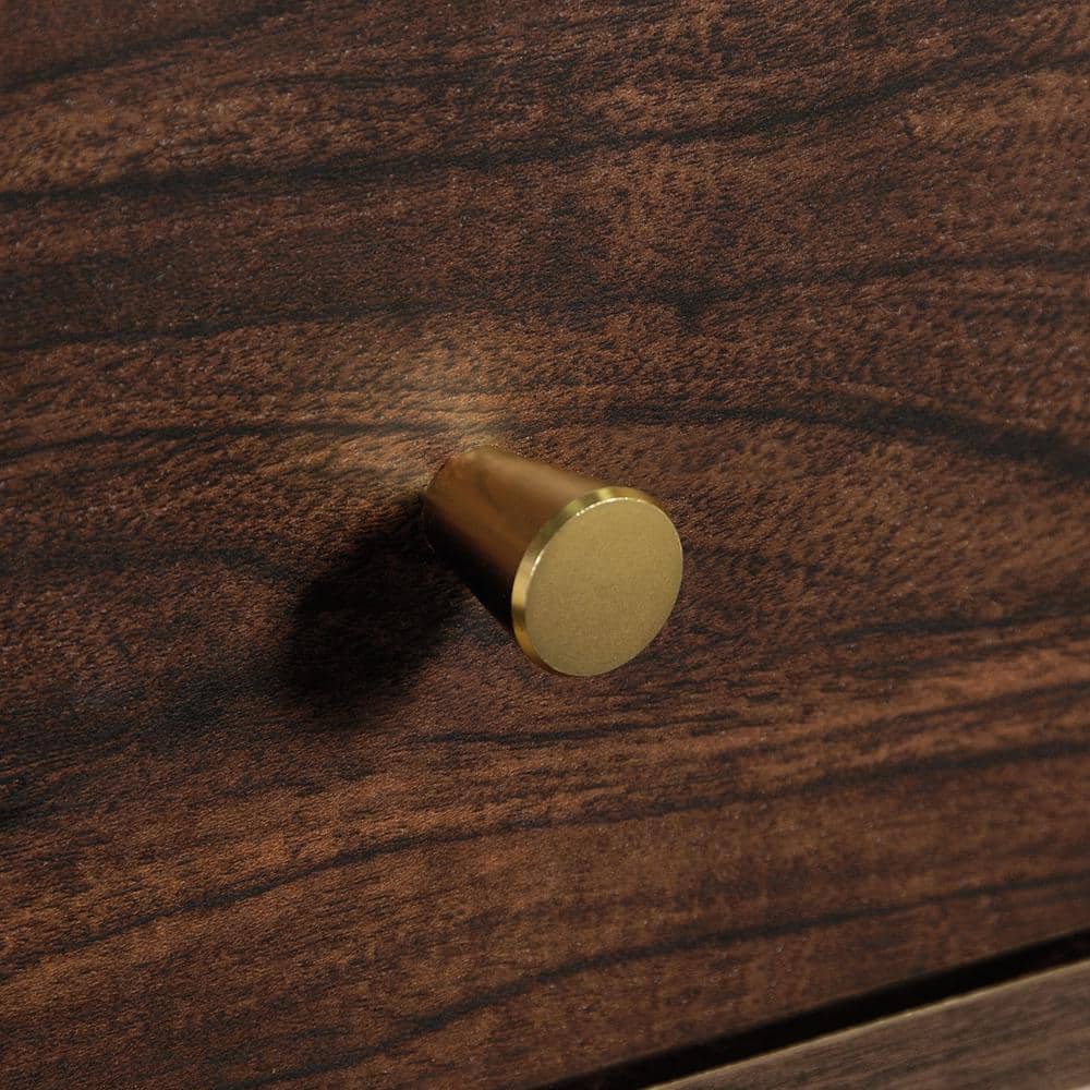 Harper Heights Luxe Walnut Side Table with Glass Top and Storage
