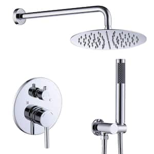 2-Spray Patterns 1.8 GPM 10 in. Wall Mount Dual Shower Heads Round Shower Head with Hand Shower in Polished Chrome