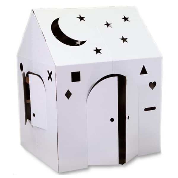 Easy Playhouse Blank Crafty Cottage-Kids Art & Craft, Decorate & Personalize Cardboard Fort