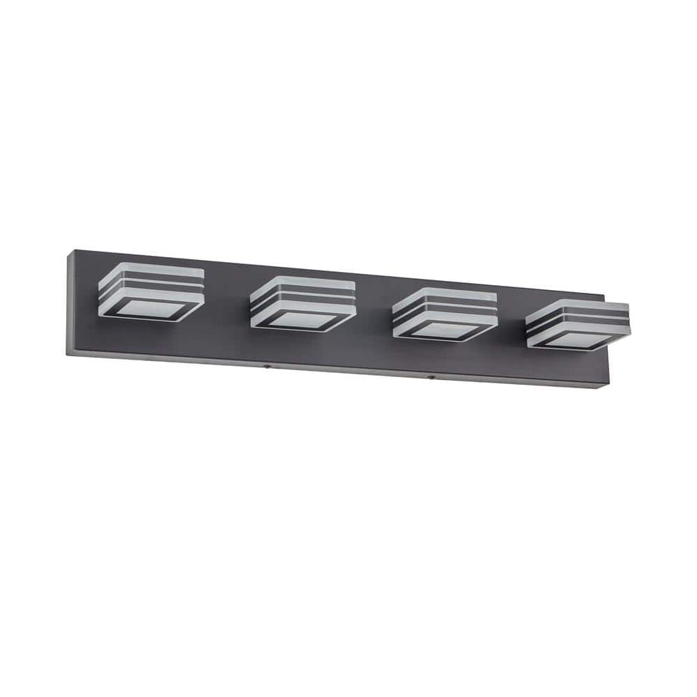 25.6 in. 4-Light Black LED Vanity Light Bar Modern Bath Wall Lighting Acryl