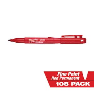 INKZALL Red Fine Point Jobsite Permanent Marker (108-Pack)