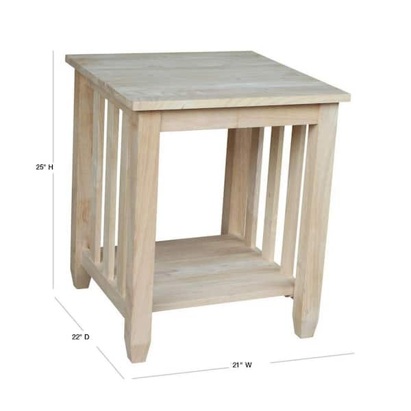 International Concepts Unfinished End, Unfinished Wooden Side Table