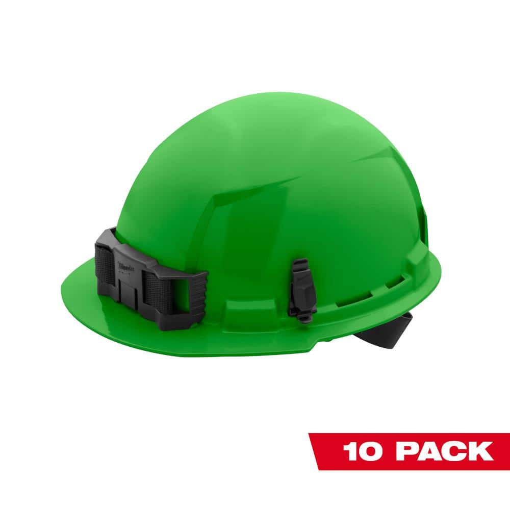 Milwaukee BOLT Green Type Class E Full Brim Non-Vented Hard Hat with  Point Ratcheting Suspension (10-Pack) 48-73-1107X10 The Home Depot