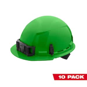 BOLT Green Type 1 Class E Full Brim Non-Vented Hard Hat with 4 Point Ratcheting Suspension (10-Pack)