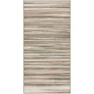 Jubilant Green Ivory doormat 2 ft. x 4 ft. Stripes Contemporary Area Rug