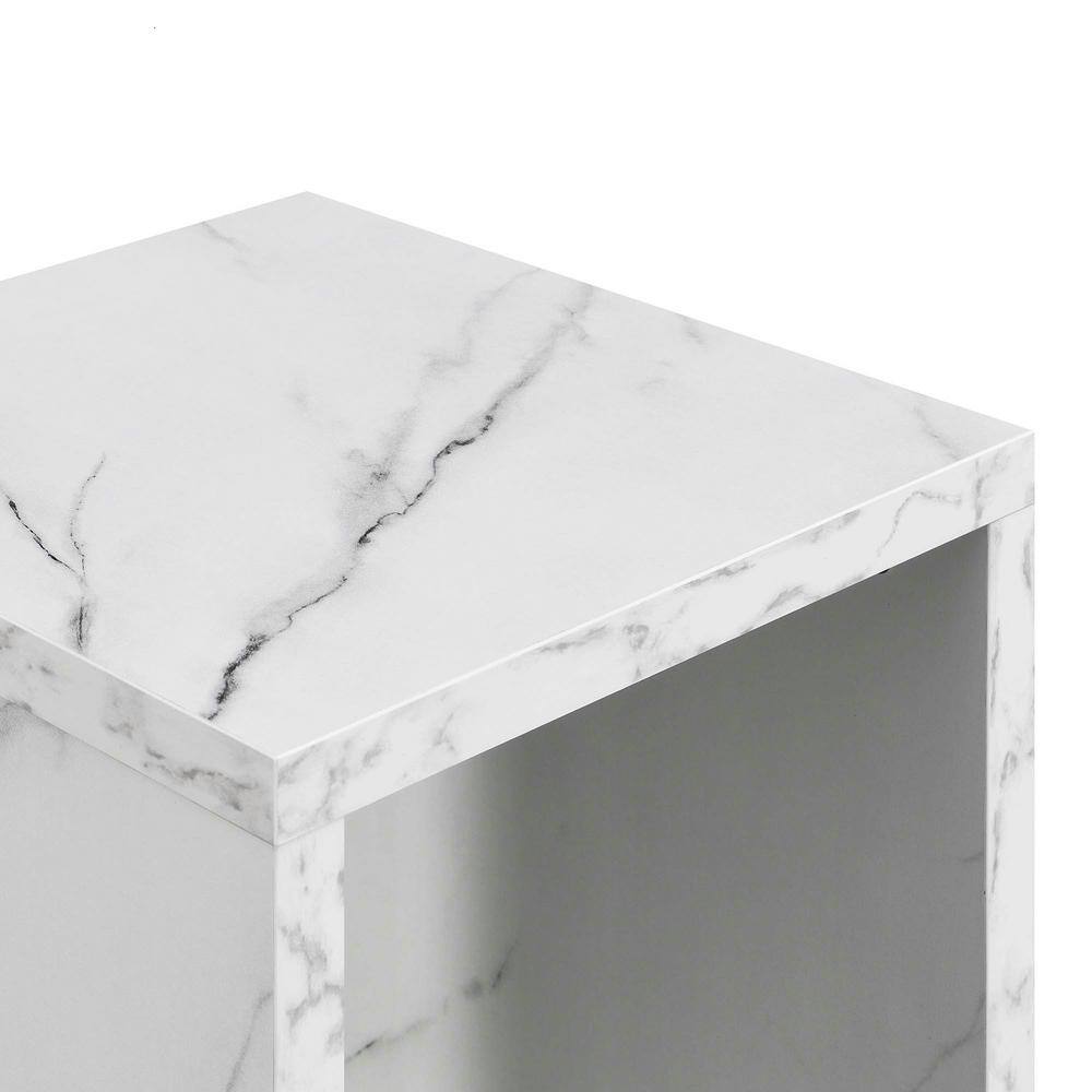 Northfield Admiral 16" White Faux Marble & Wood End Table with Shelf