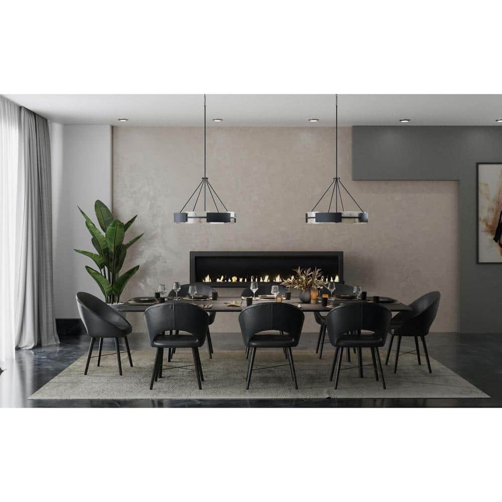 Lowery Matte Black and Gold 6-Light Drum Chandelier