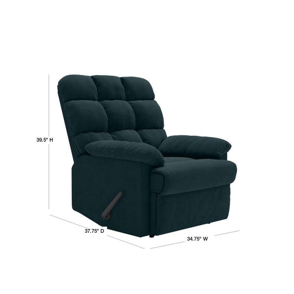 Deep Blue Microfiber Wall Hugger Recliner with Wood Frame