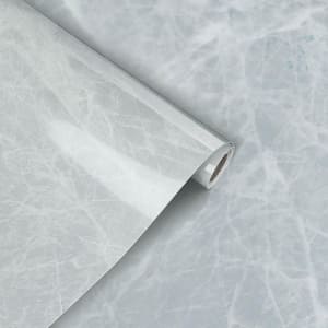 Gray Marble Peel and Stick Wallpaper,High Temperature Resistant, Oil Proof Wallpaper for Kitchen, 15.75 in. x 196.85 in.