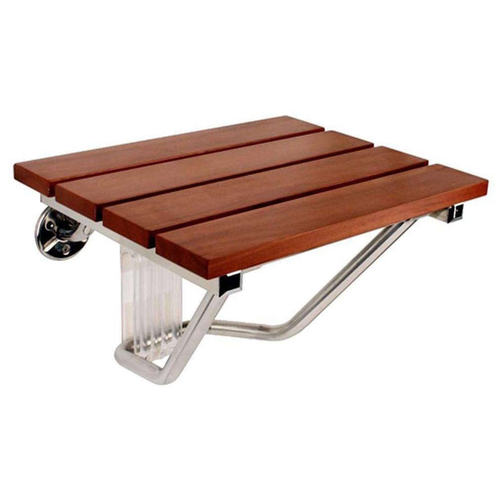 Teak and Stainless Steel Foldable Shower Seat
