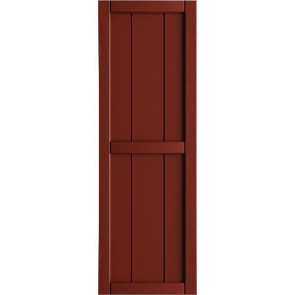 Ekena Millwork 10-3/4 in. x 82 in. True Fit PVC 2-Board Framed Board and Batten Shutters in Pepper Red (Per Pair)