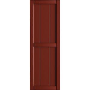 10-3/4 in. x 97 in. True Fit PVC 2-Board Framed Board and Batten Shutters in Pepper Red (Per Pair)