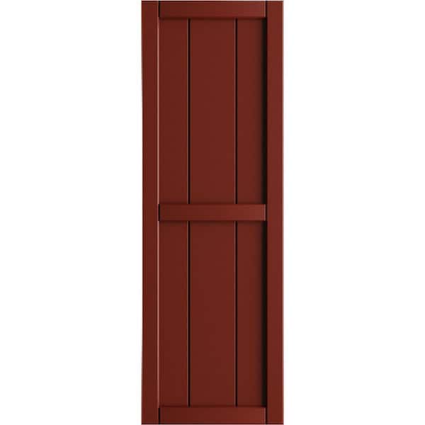 Ekena Millwork 21-1/2 in. x 37 in. True Fit PVC 4-Board Framed Board and Batten Shutters Pair in Pepper Red