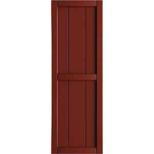 21-1/2 in. x 58 in. True Fit PVC 4-Board Framed Board and Batten Shutters in Pepper Red (Per Pair)