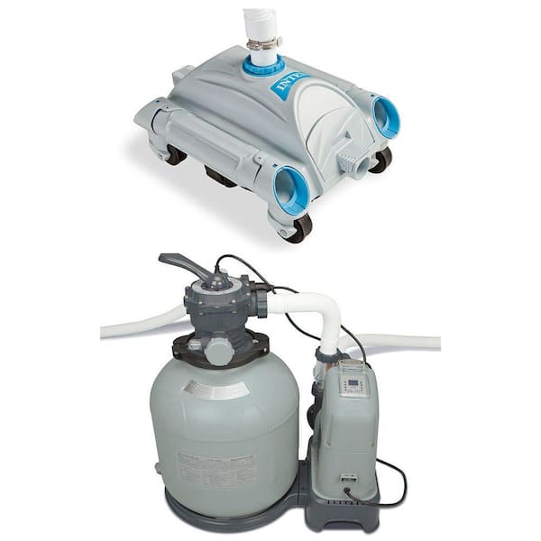 Intex Krystal Clear 15,000 Gal. Maximum, 400 sq. ft. Saltwater System Sand Filter Pump and Automatic Pool Vacuum Set