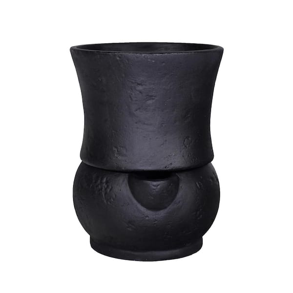 MPG 6 in. Dia x 8 in. H Composite Self Watering Belly Pot in Black