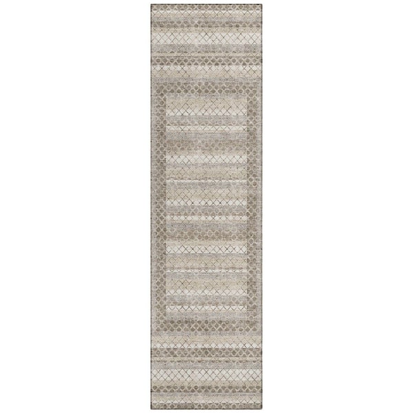 Chantille Machine Washable Indoor/Outdoor Abstract ACN2011 Taupe 2 ft. 3 in. x 7 ft. 6 in. Runner Rug