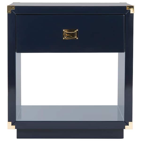 SAFAVIEH Lella 24 in. Navy Rectangle Wood End Table